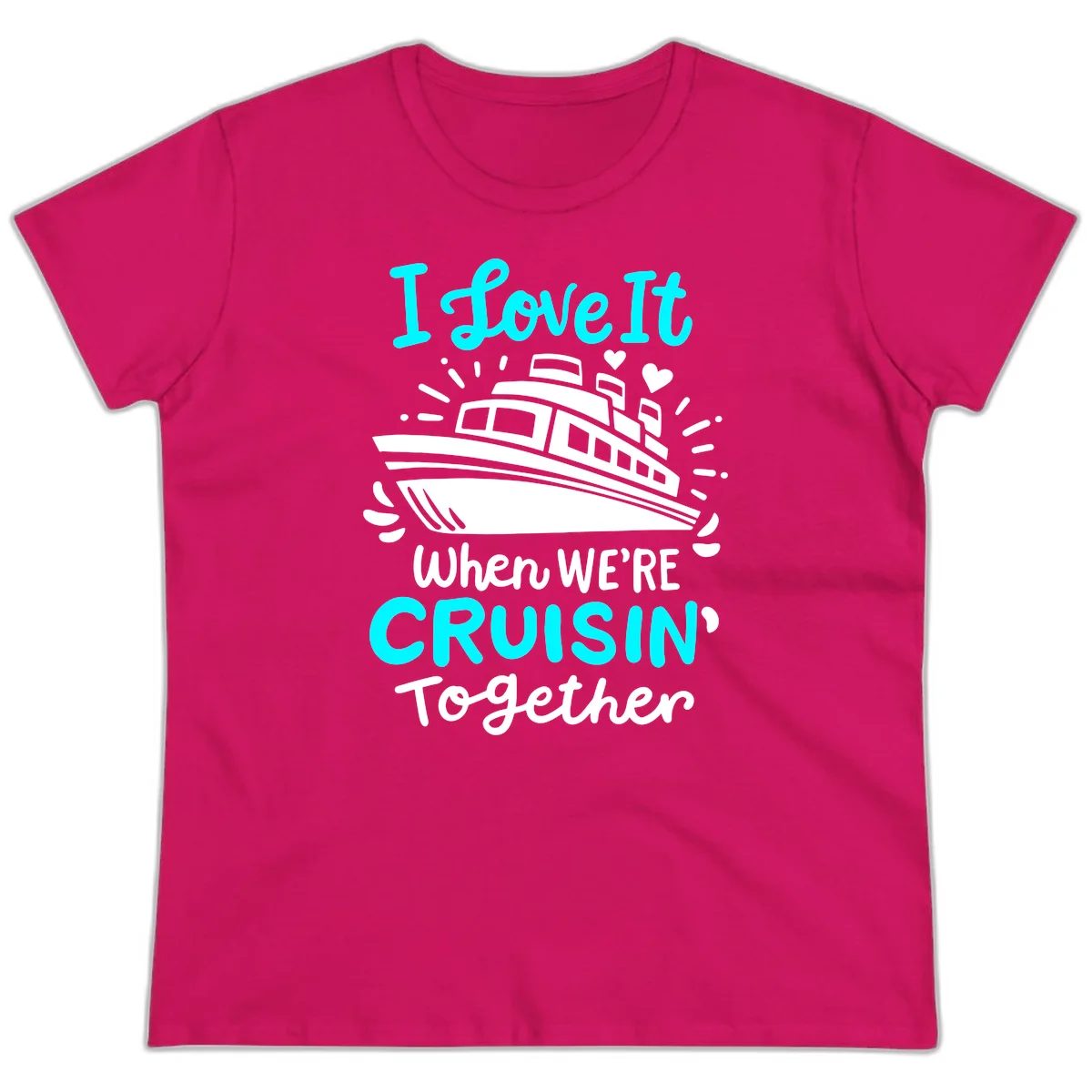 Cruisin' Together Love Boat Ladies Tee in Heliconia