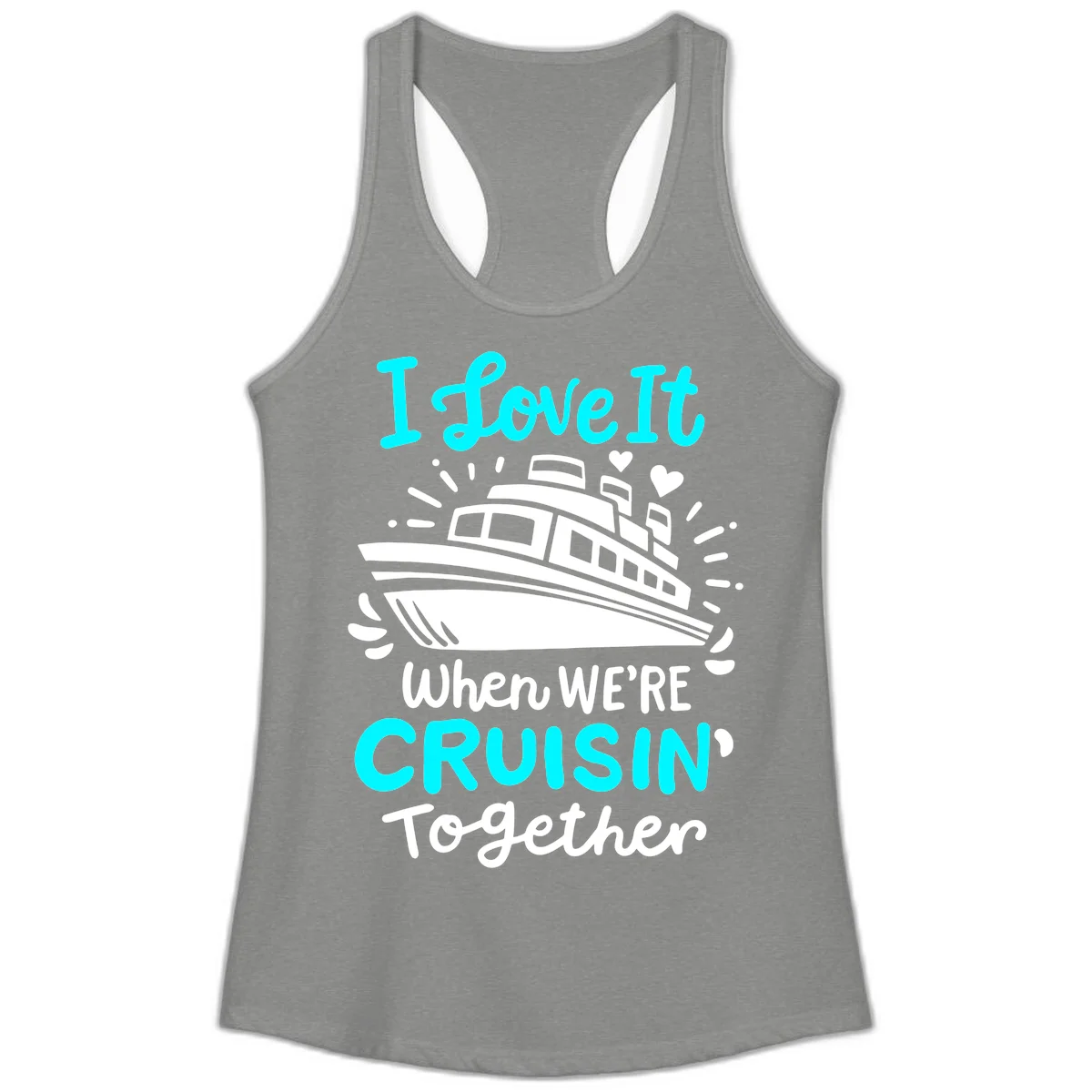 Cruisin' Together Love Boat Ladies Tank in Heather Grey