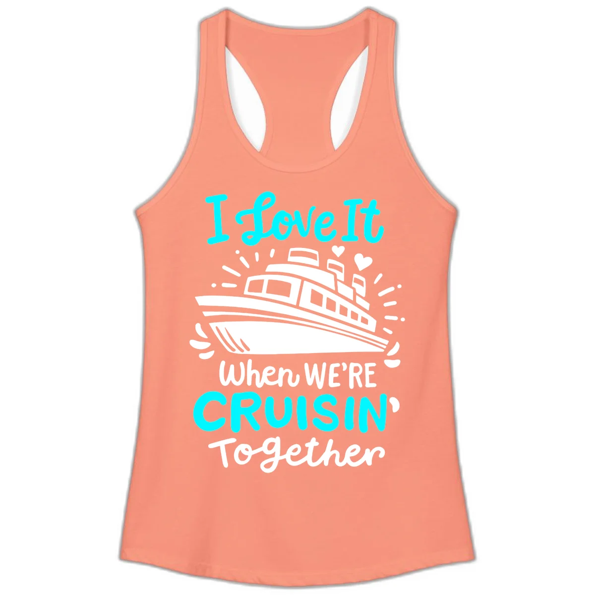 Cruisin' Together Love Boat Ladies Tank in Solid Light Orange