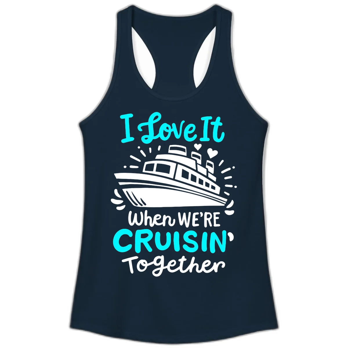 Cruisin' Together Love Boat Ladies Tank in Solid Midnight Navy