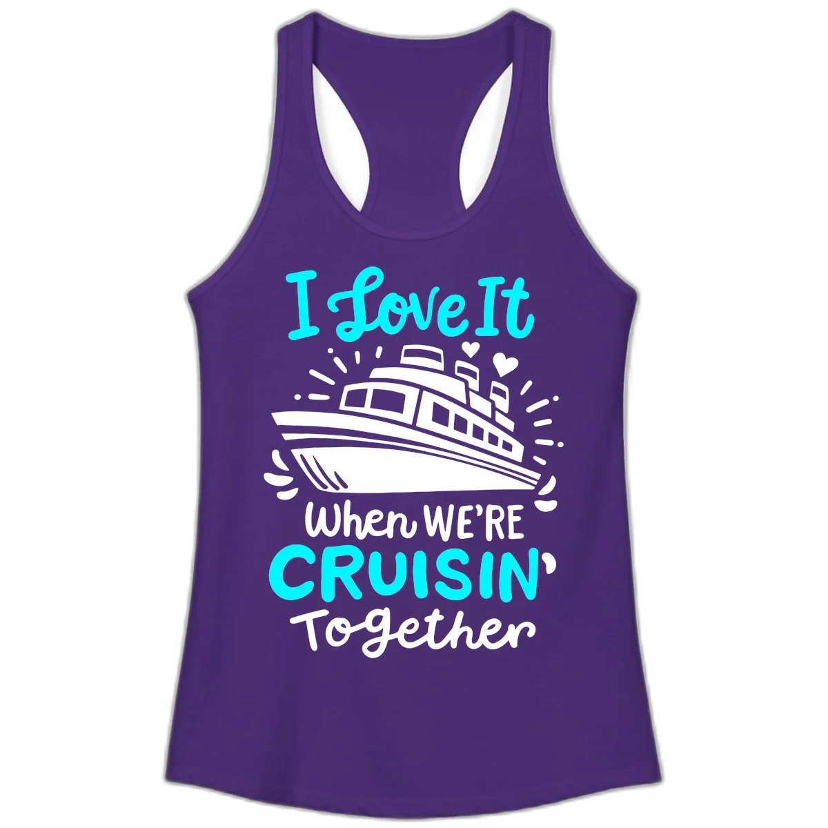 Cruisin' Together Love Boat Ladies Tank in Solid Purple Rush