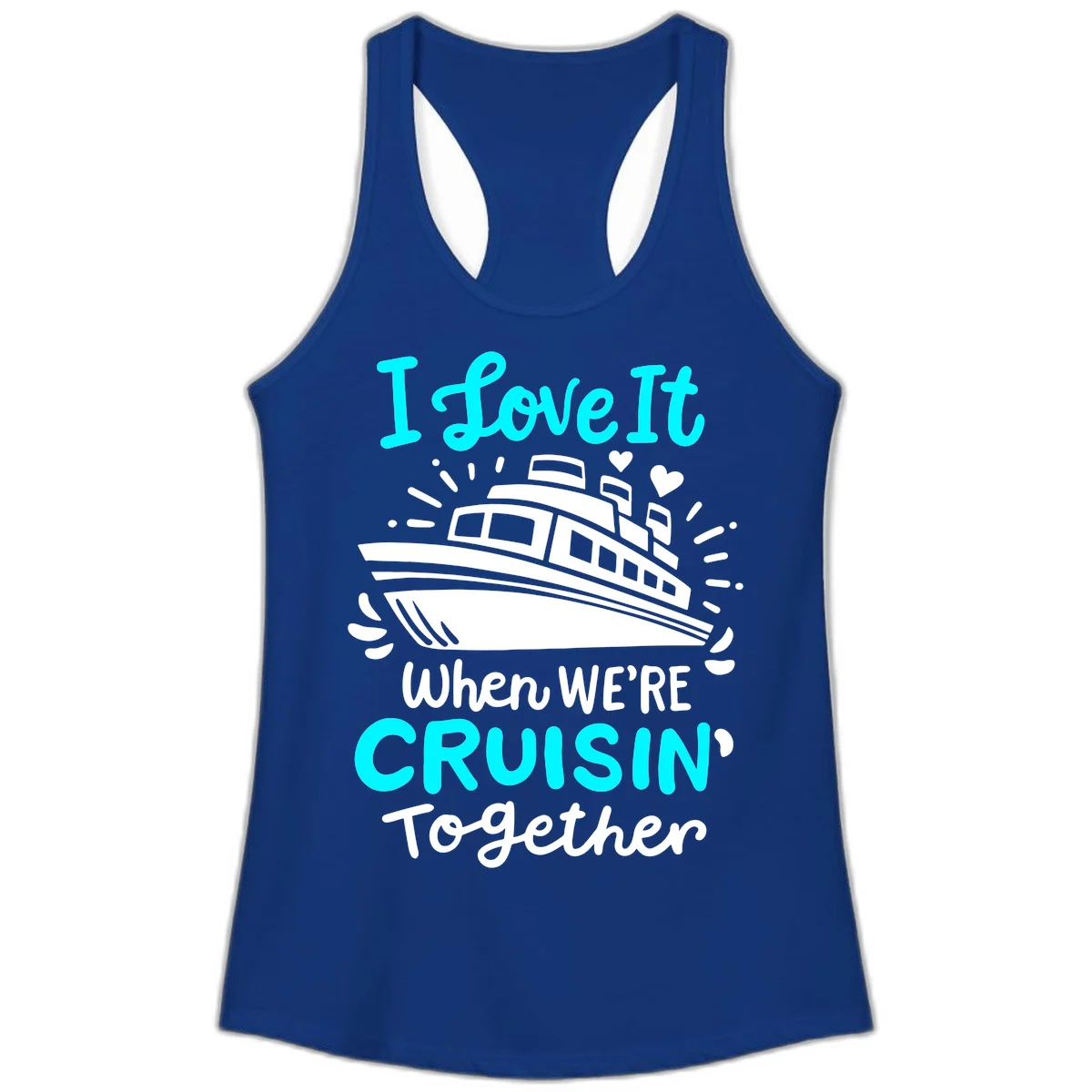 Cruisin' Together Love Boat Ladies Tank in Solid Royal