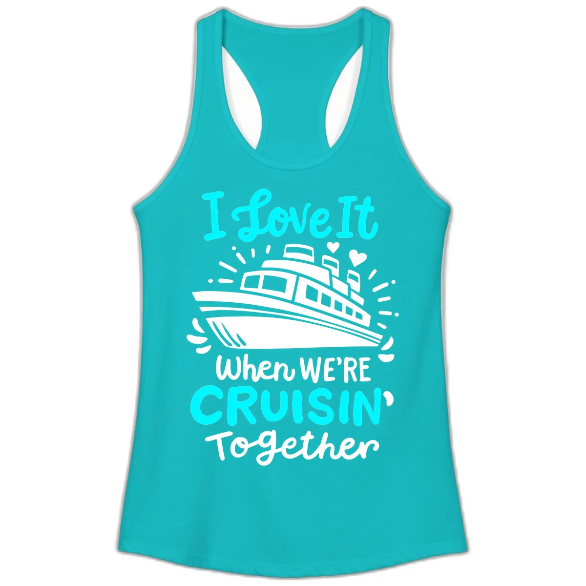 Cruisin' Together Love Boat Ladies Tank in Tahiti Blue