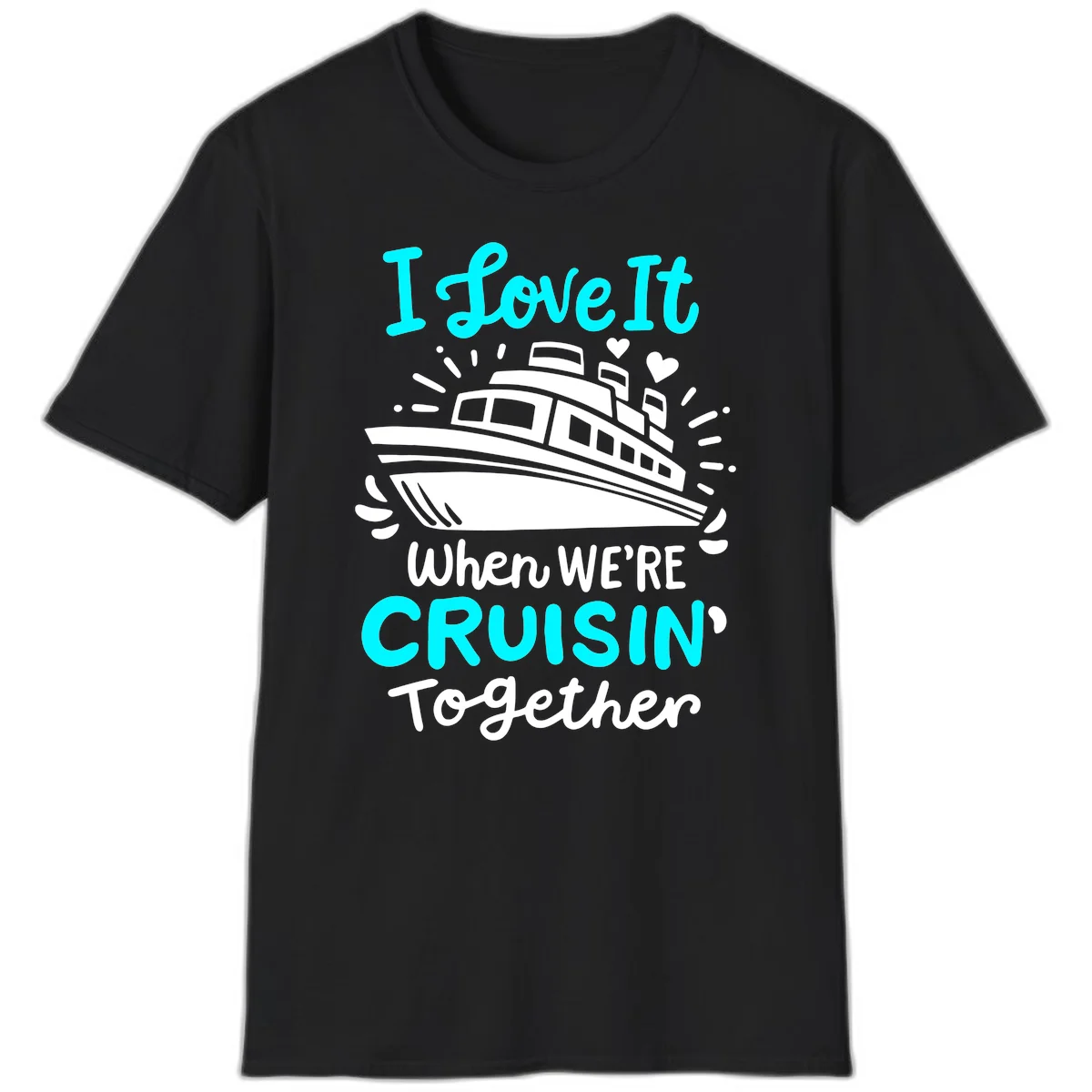 Cruisin' Together Love Boat T-Shirt in Black