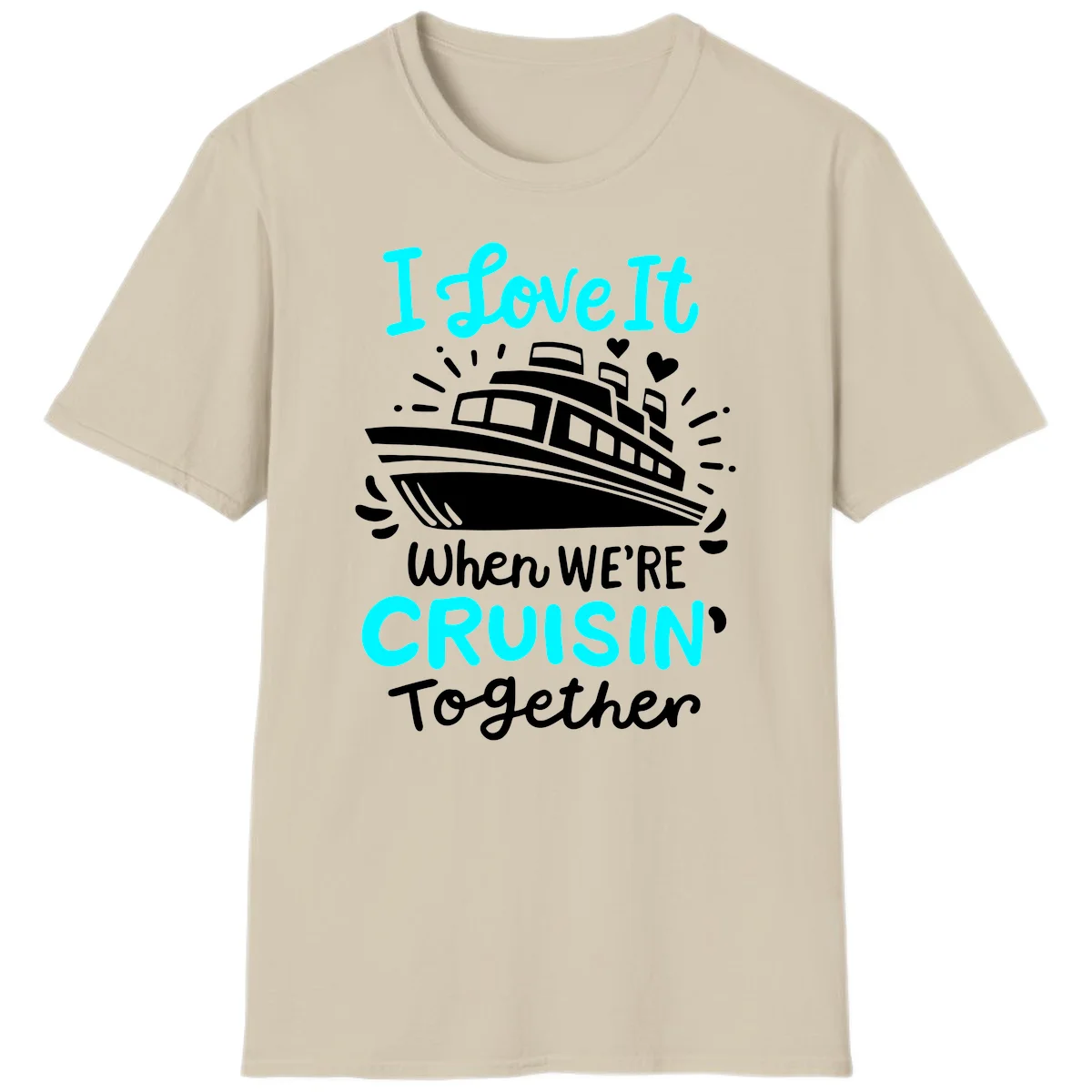 Cruisin' Together Love Boat T-Shirt in Sand