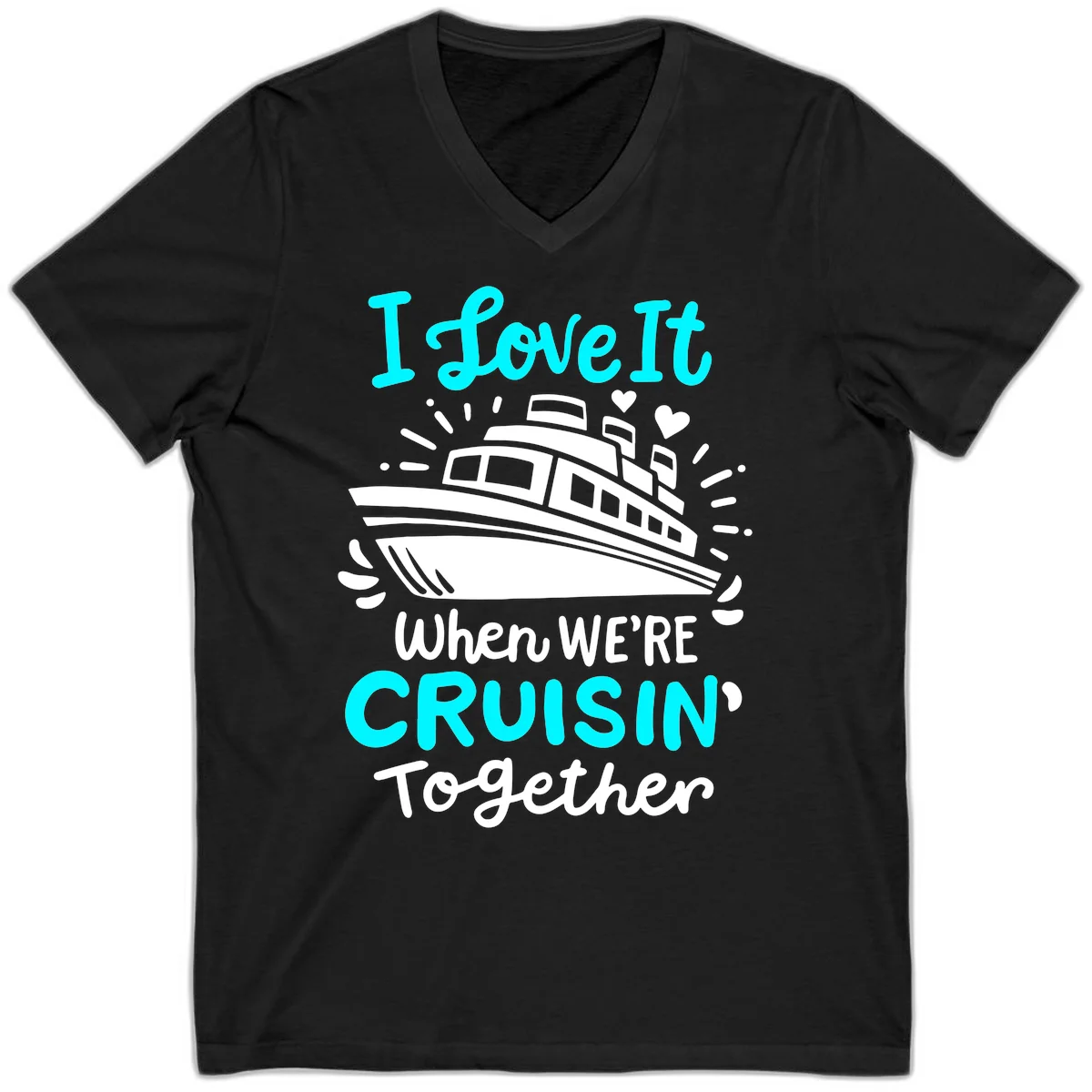 Cruisin' Together Love Boat V-Neck in Black
