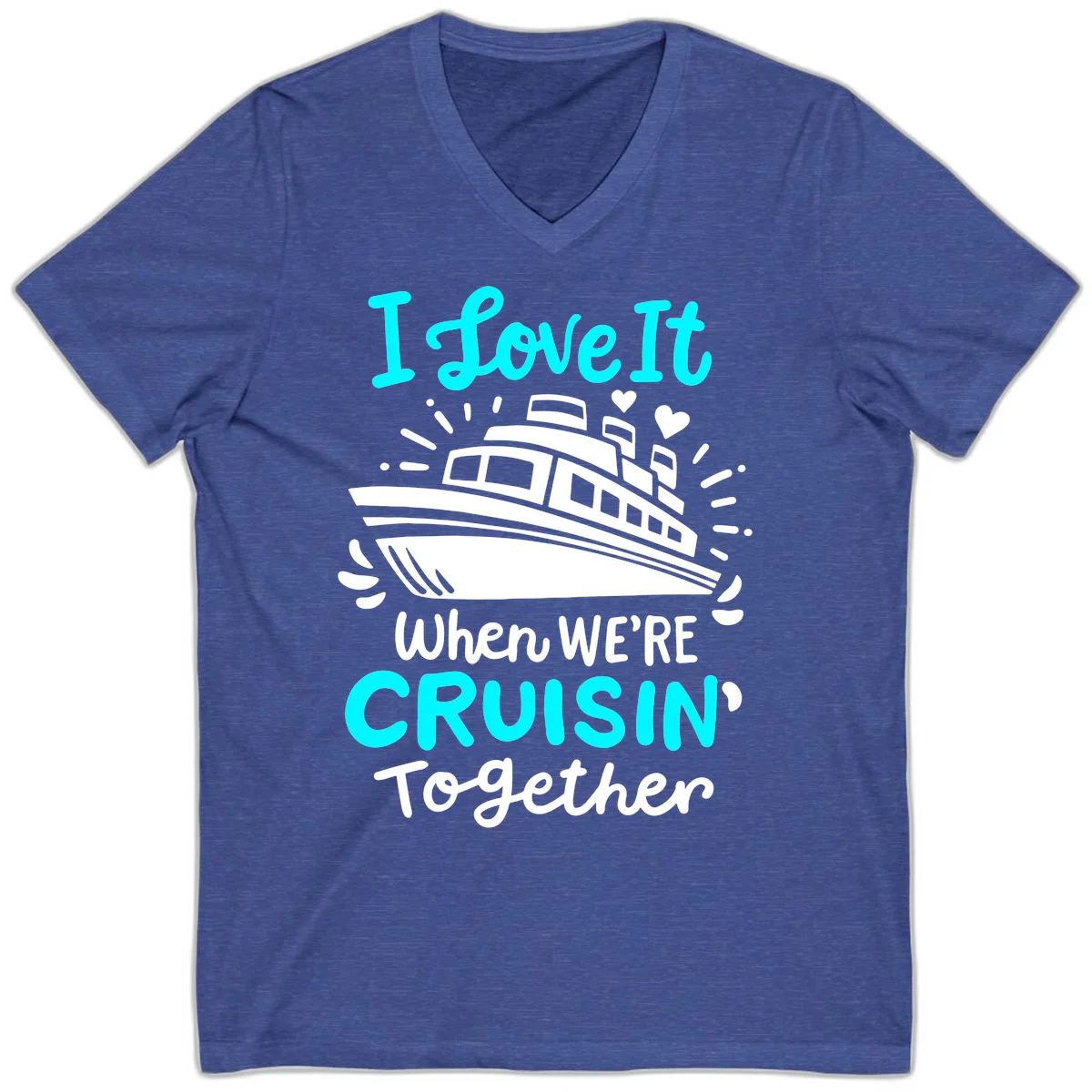 Cruisin' Together Love Boat V-Neck in Heather True Royal