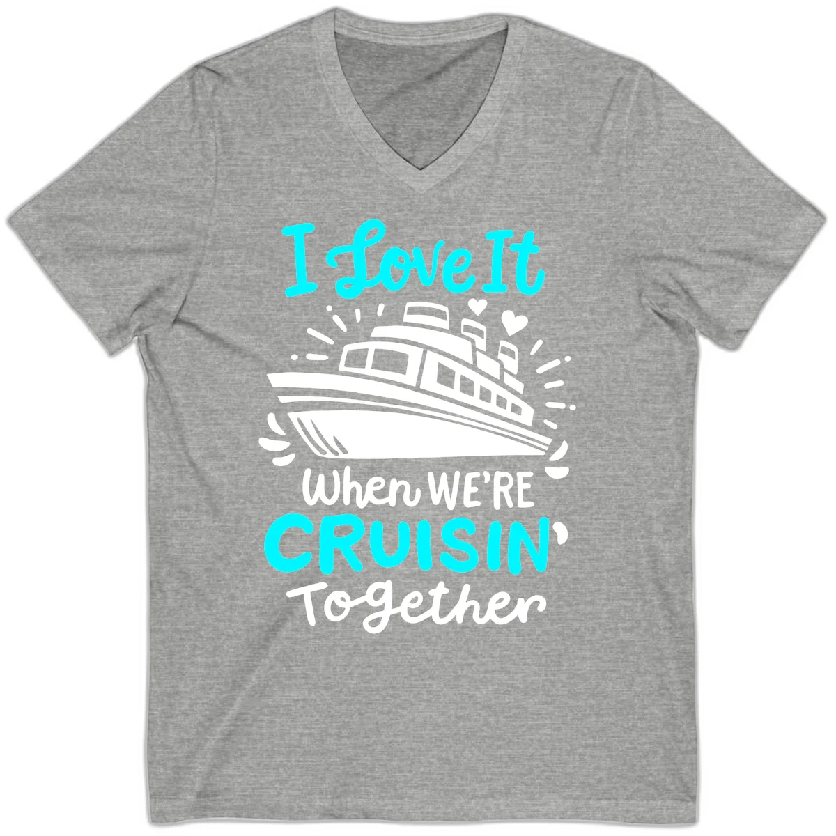 Cruisin' Together Love Boat V-Neck in Athletic Heather