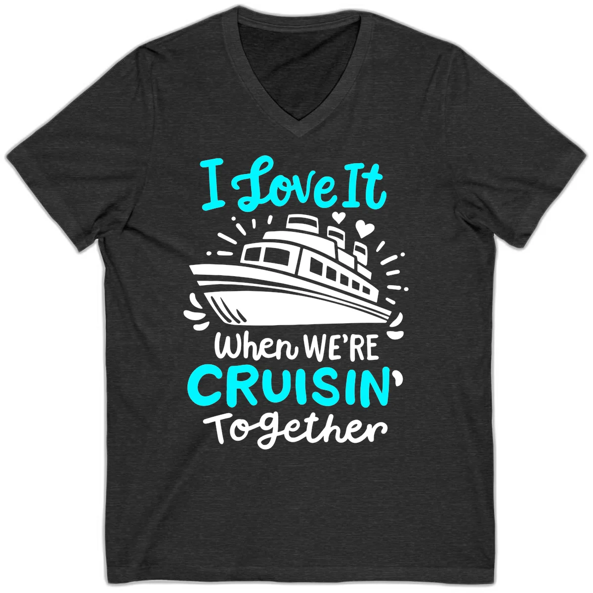 Cruisin' Together Love Boat V-Neck in Dark Grey Heather