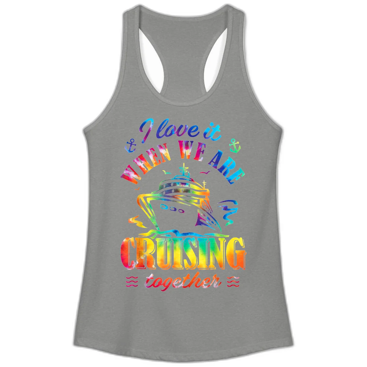 I Love It When We're Cruising Together Ladies Tank in Heather Grey