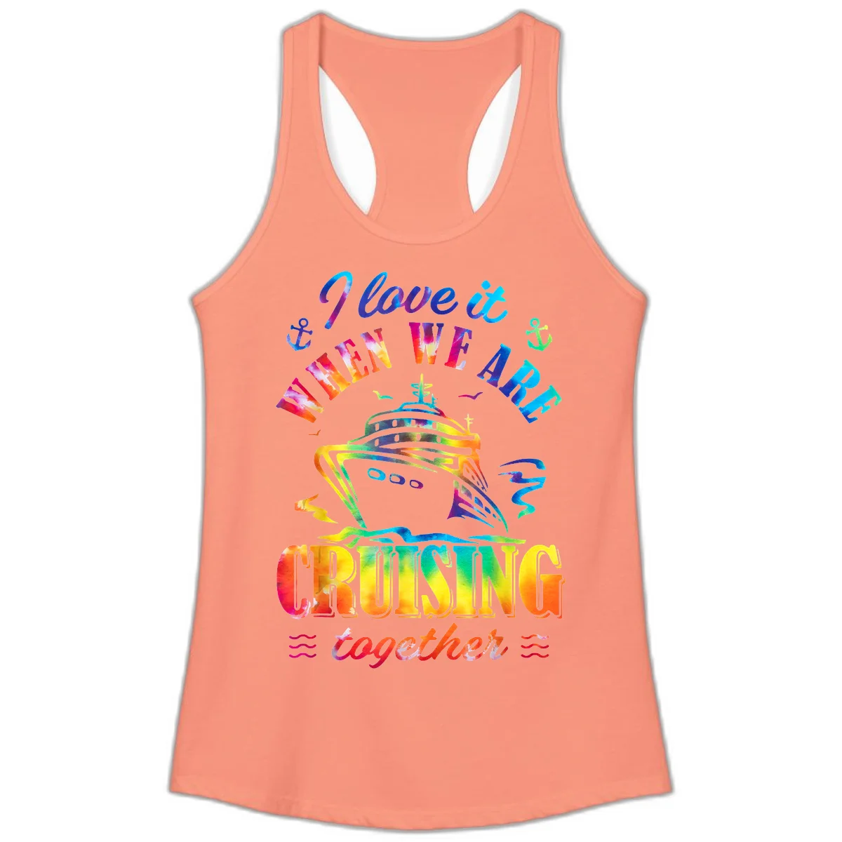 I Love It When We're Cruising Together Ladies Tank in Solid Light Orange