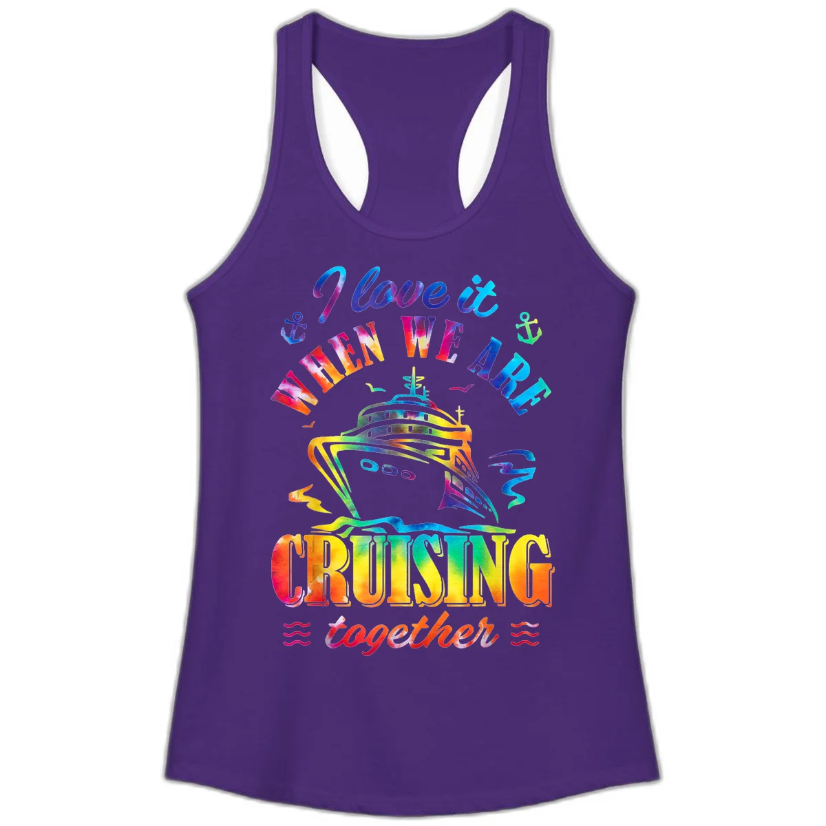 I Love It When We're Cruising Together Ladies Tank in Solid Purple Rush