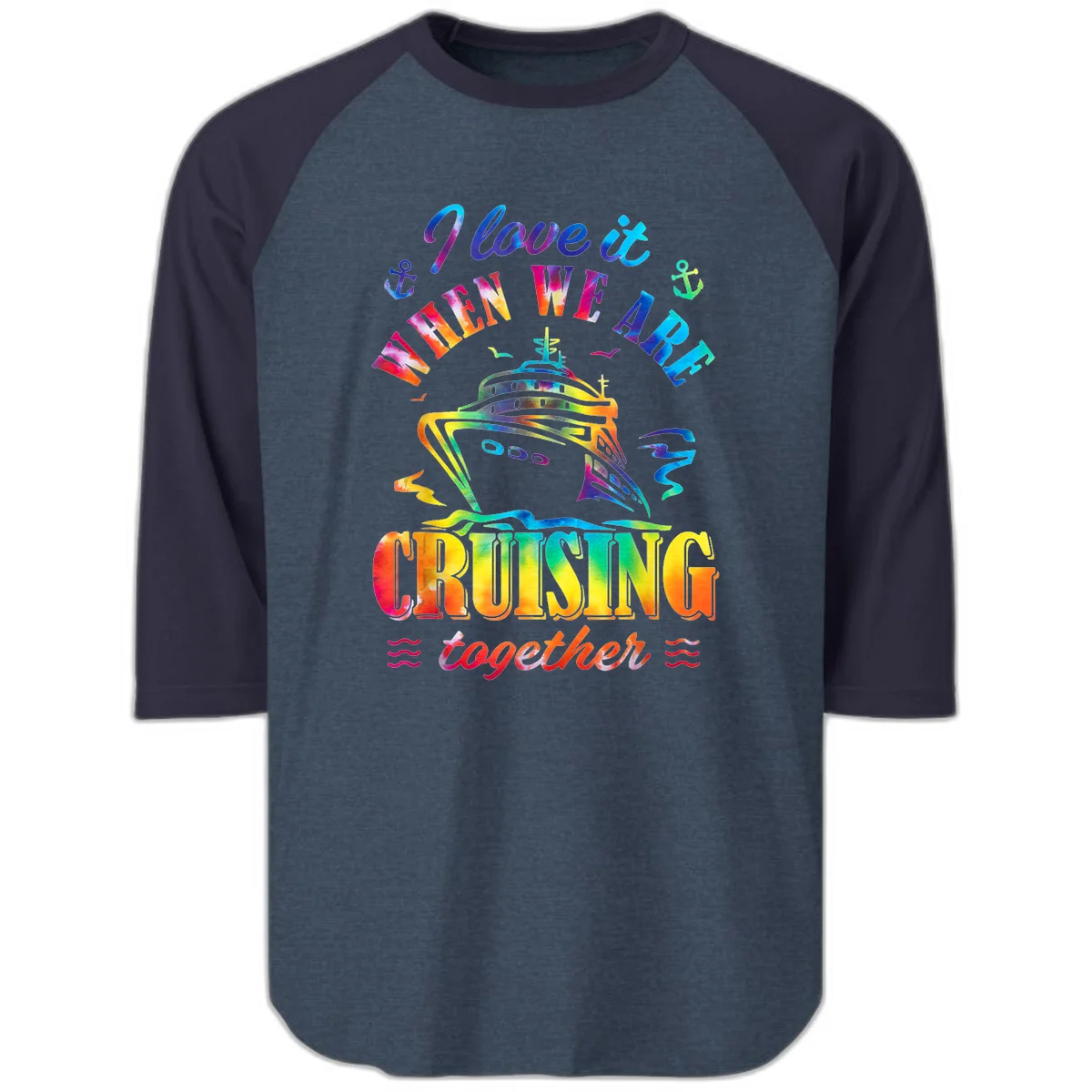 I Love It When We're Cruising Together Raglan 3/4 in Heather Denim Navy