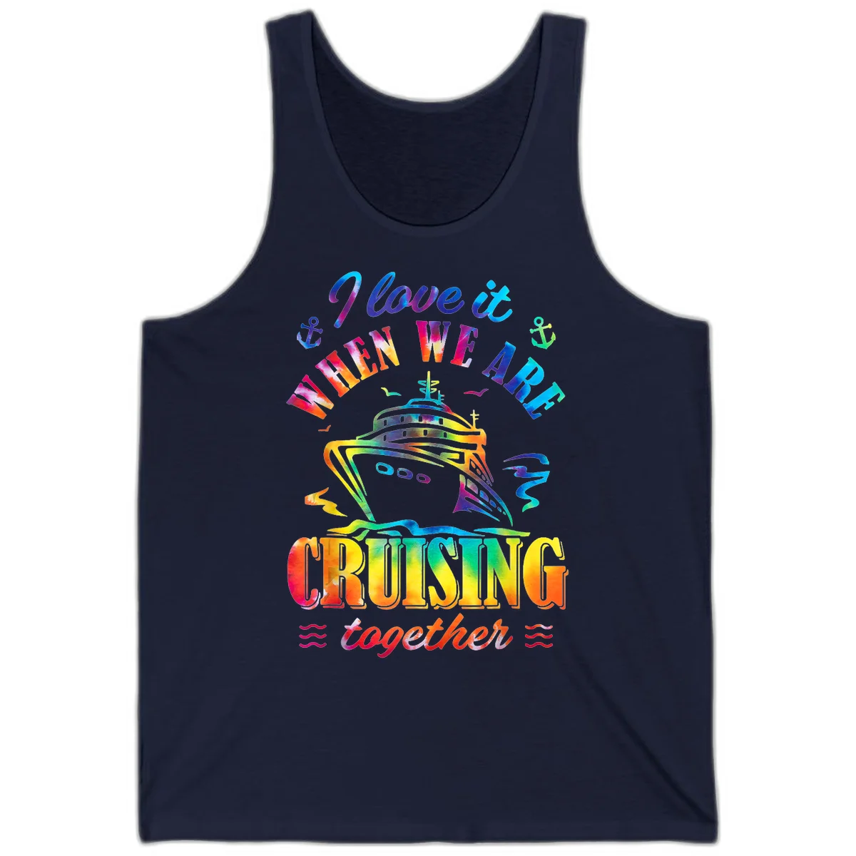 I Love It When We're Cruising Together Tank in Navy