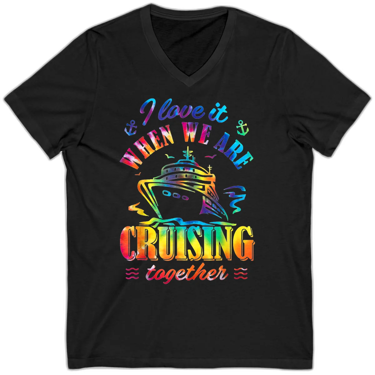 I Love It When We're Cruising Together V-Neck in Black