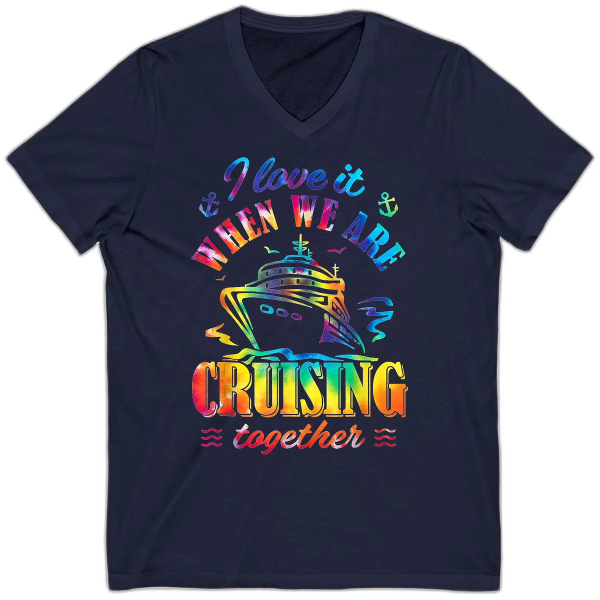 I Love It When We're Cruising Together V-Neck in Navy