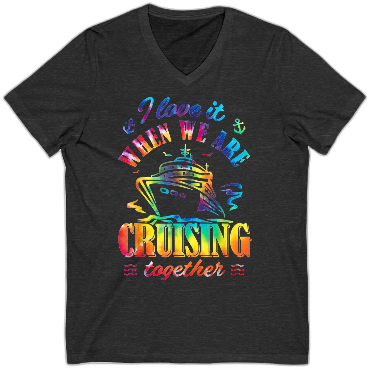 I Love It When We're Cruising Together V-Neck in Dark Grey Heather