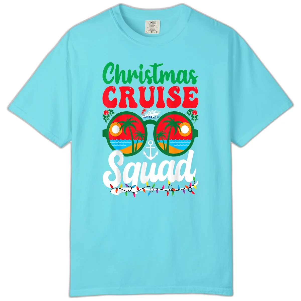 Christmas Cruise Squad Comfort Color Tee in Lagoon Blue