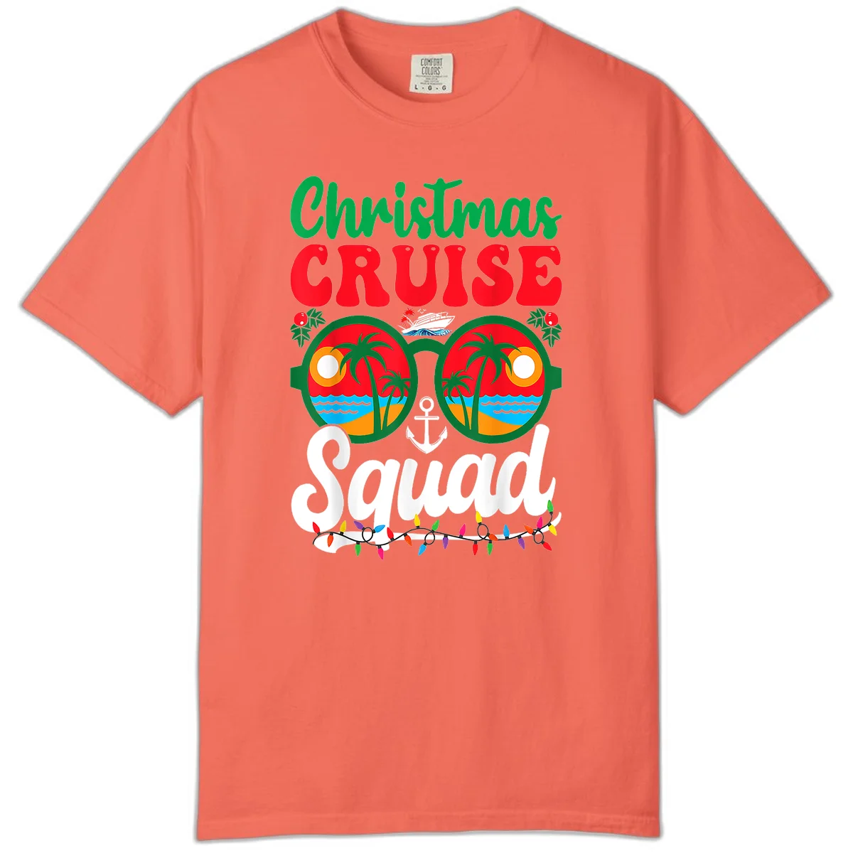 Christmas Cruise Squad Comfort Color Tee in Bright Salmon