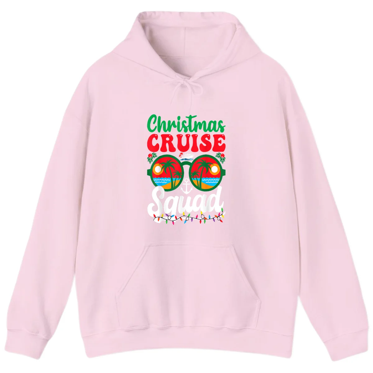 Christmas Cruise Squad Hoodie in Light Pink