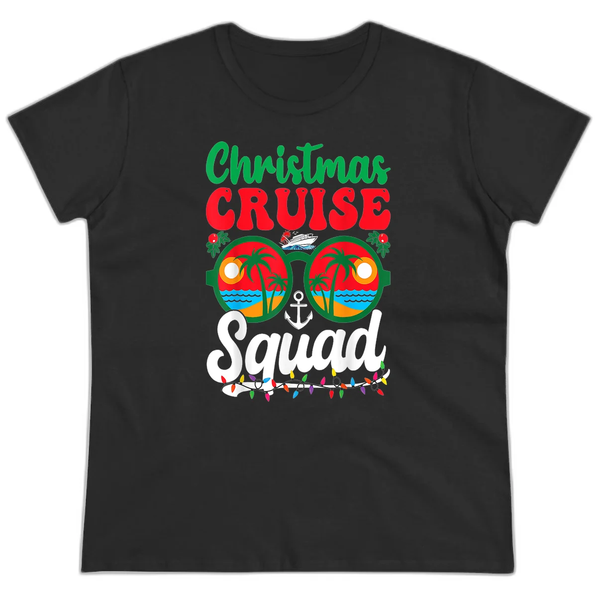 Christmas Cruise Squad Ladies Tee in Black