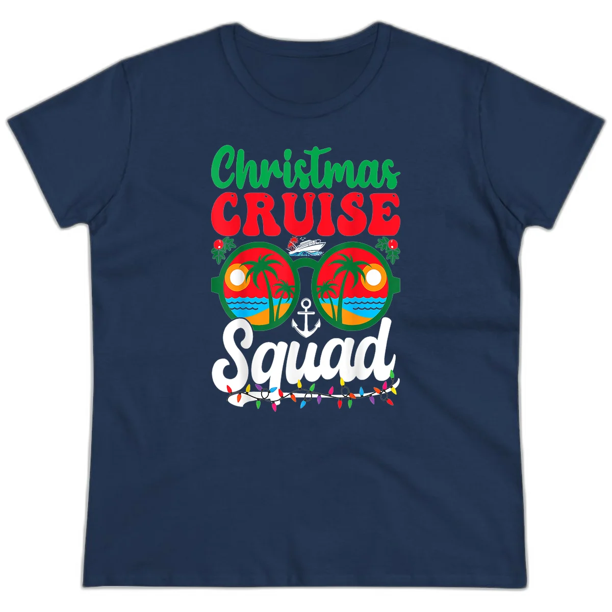 Christmas Cruise Squad Ladies Tee in Navy