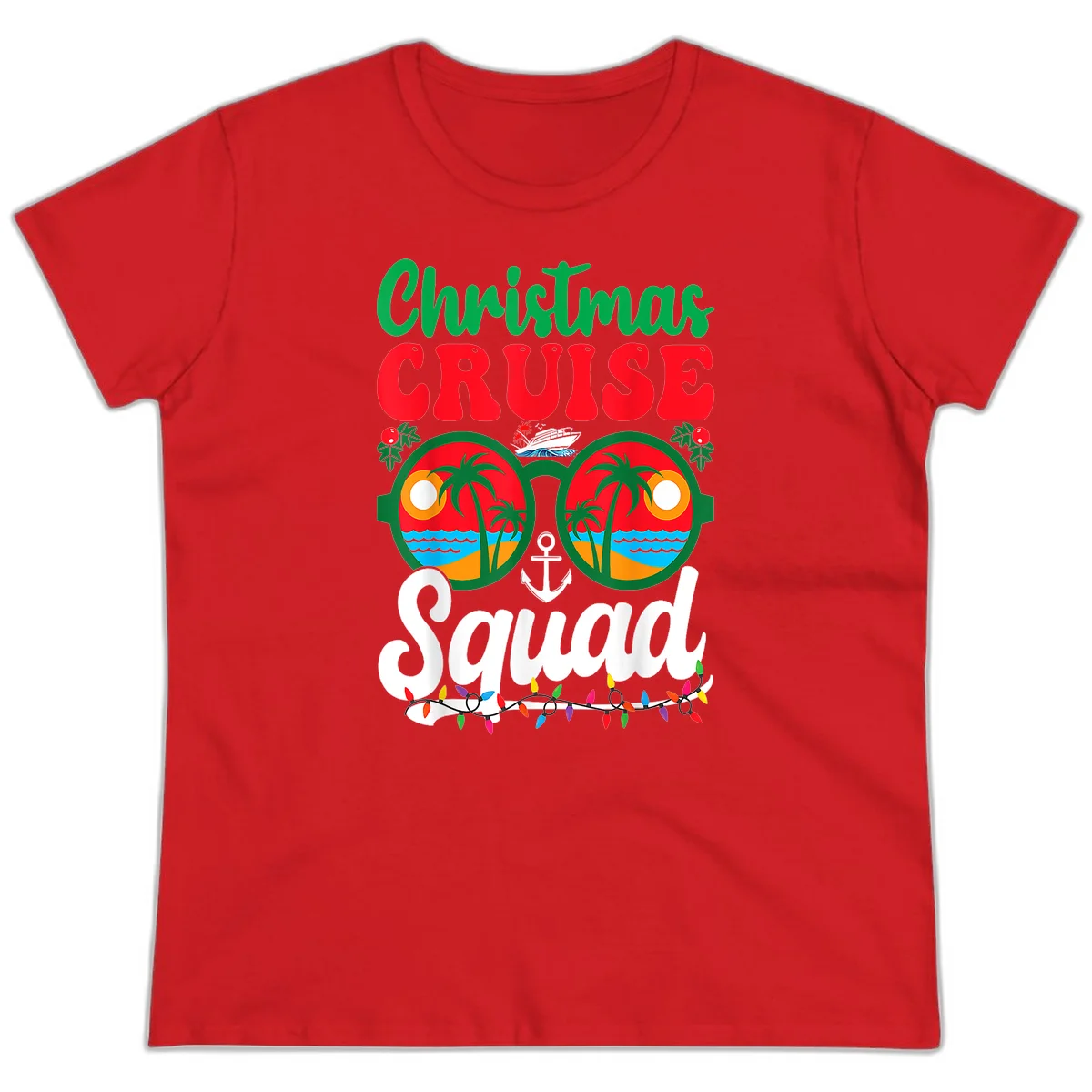 Christmas Cruise Squad Ladies Tee in Red