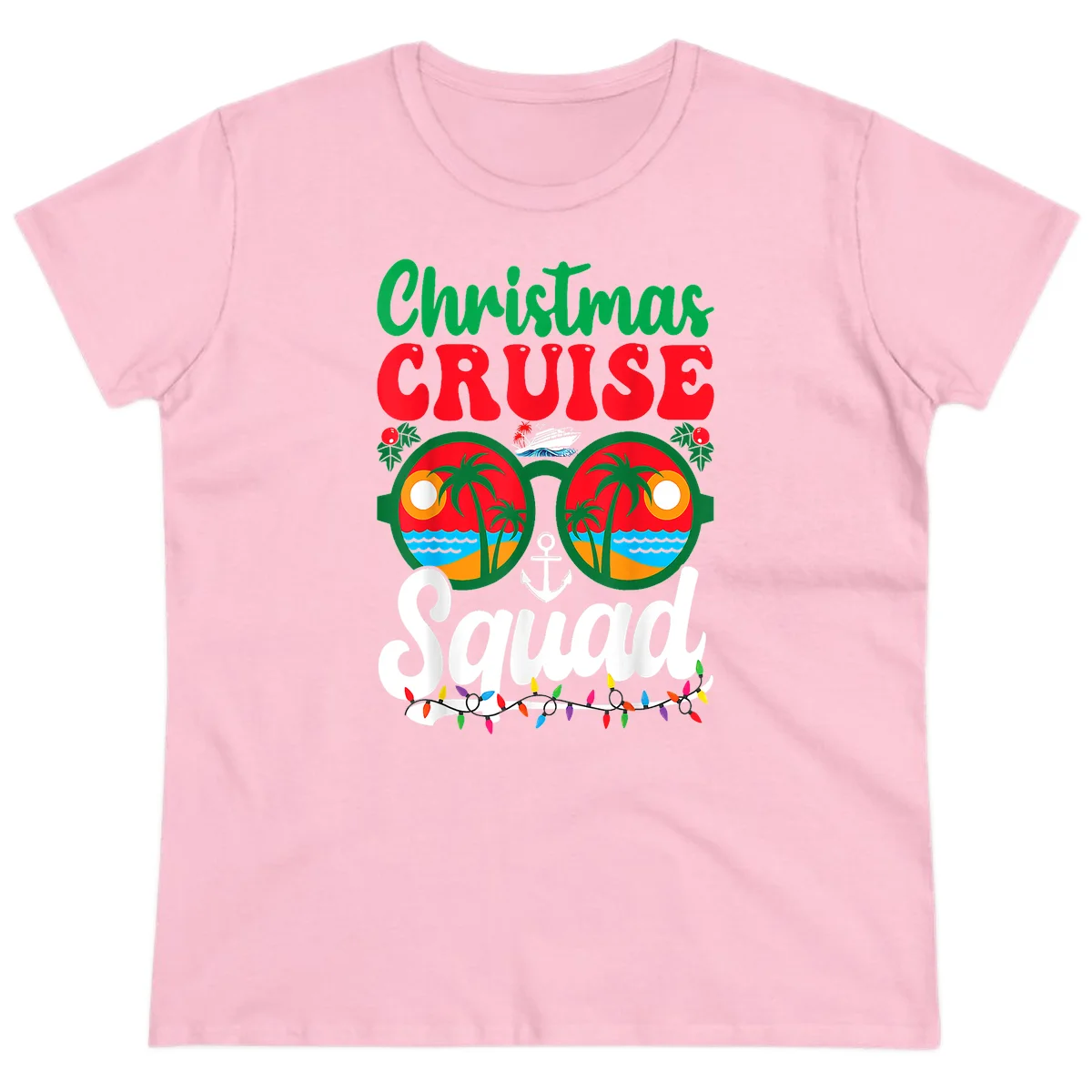 Christmas Cruise Squad Ladies Tee in Light Pink