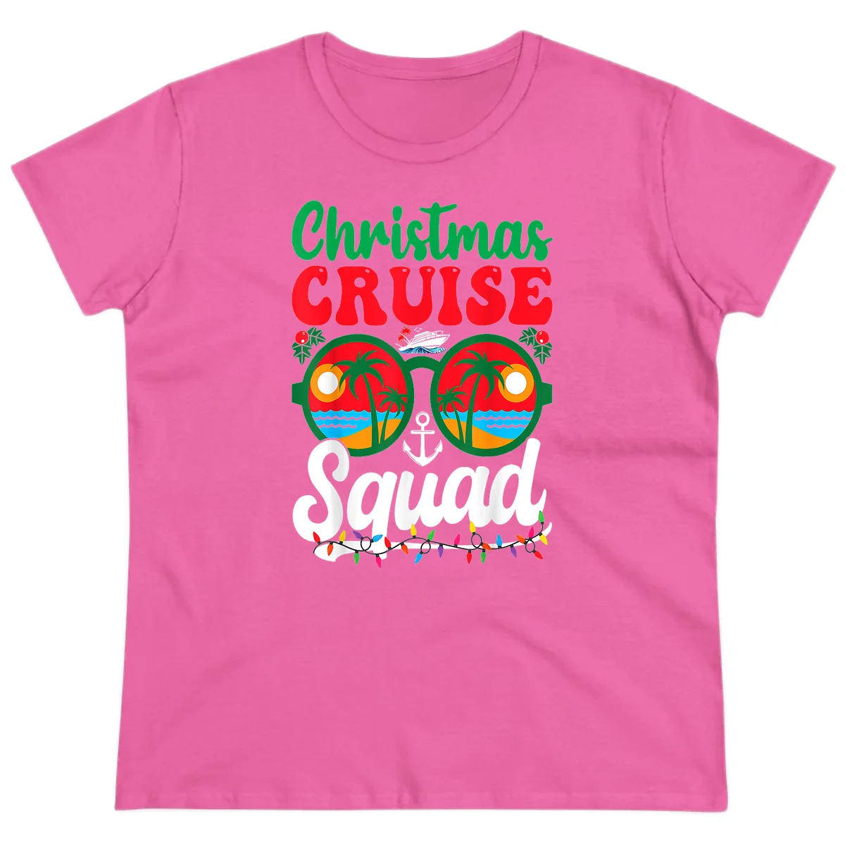 Christmas Cruise Squad Ladies Tee in Azalea
