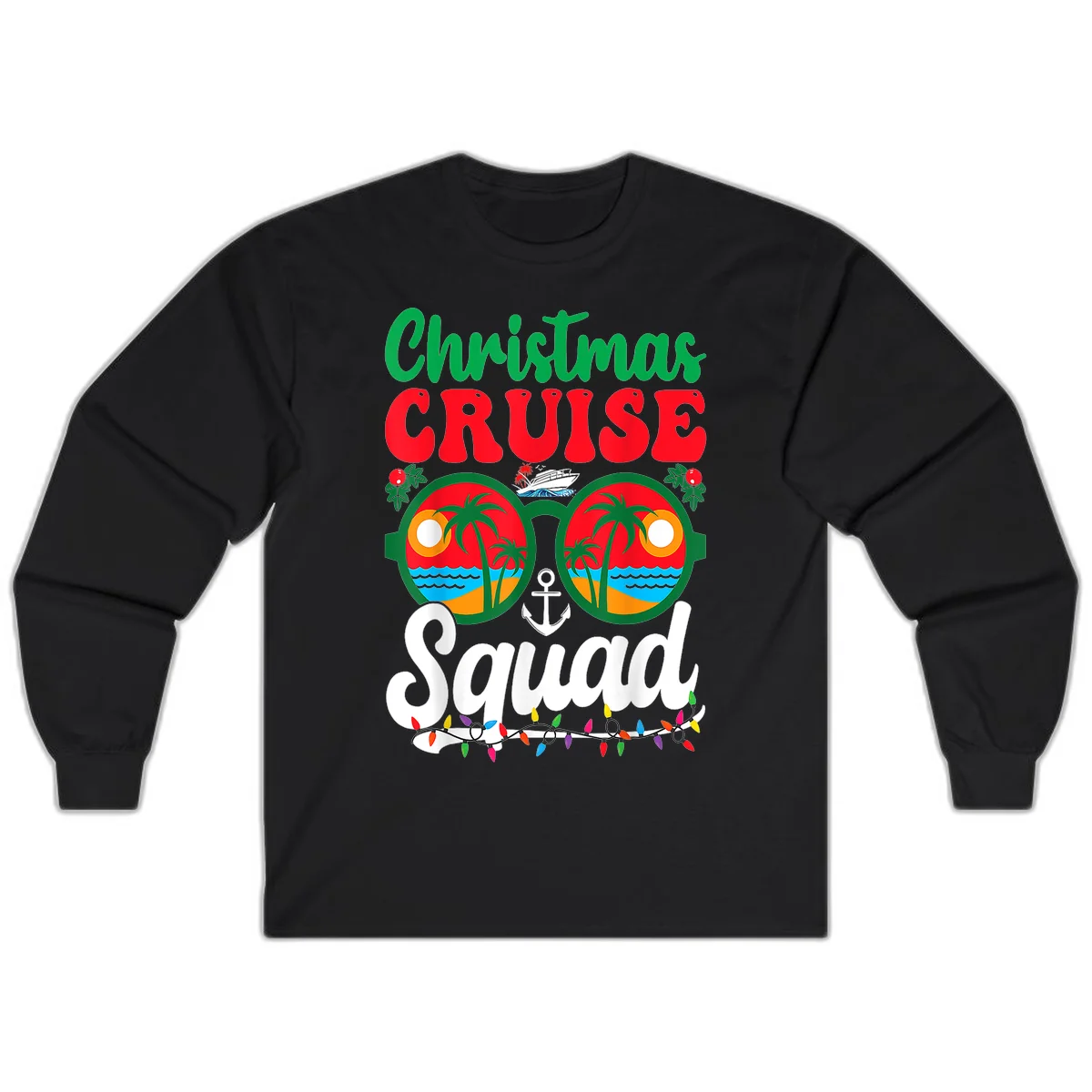 Christmas Cruise Squad Long Sleeve in Black