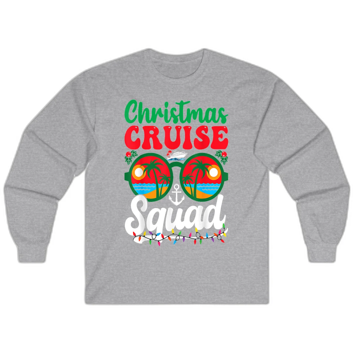 Christmas Cruise Squad Long Sleeve in Sport Grey
