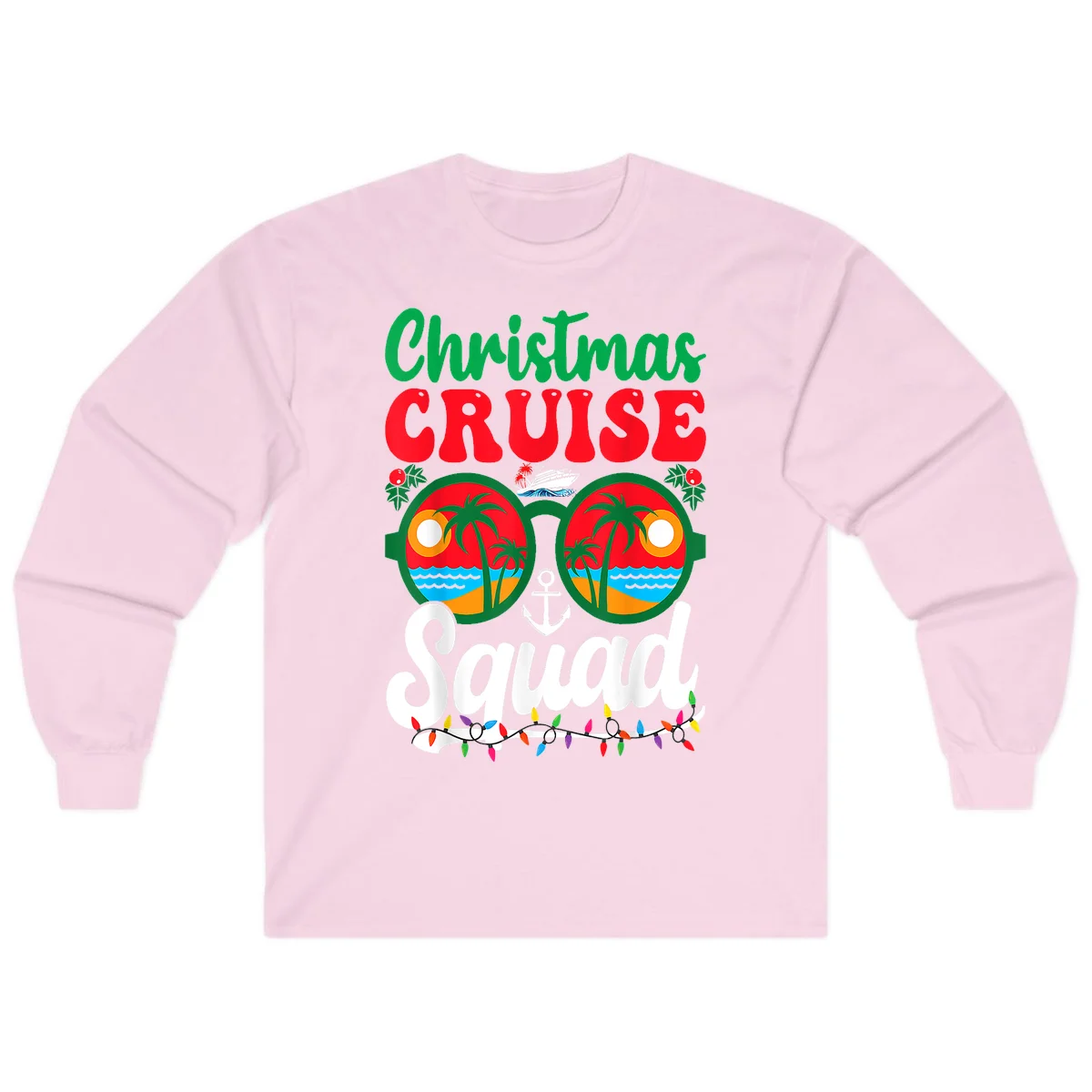 Christmas Cruise Squad Long Sleeve in Light Pink