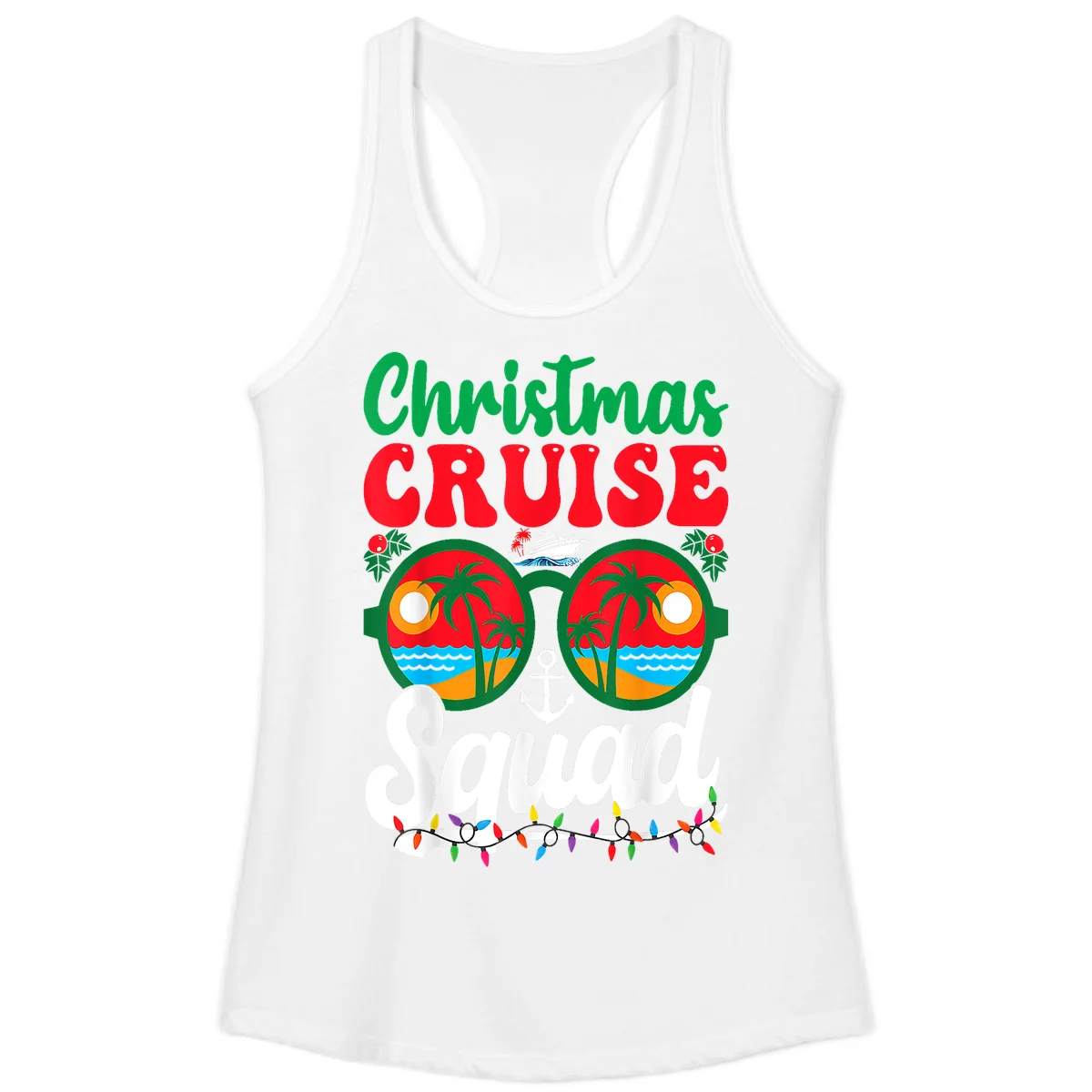 Christmas Cruise Squad Ladies Tank in White