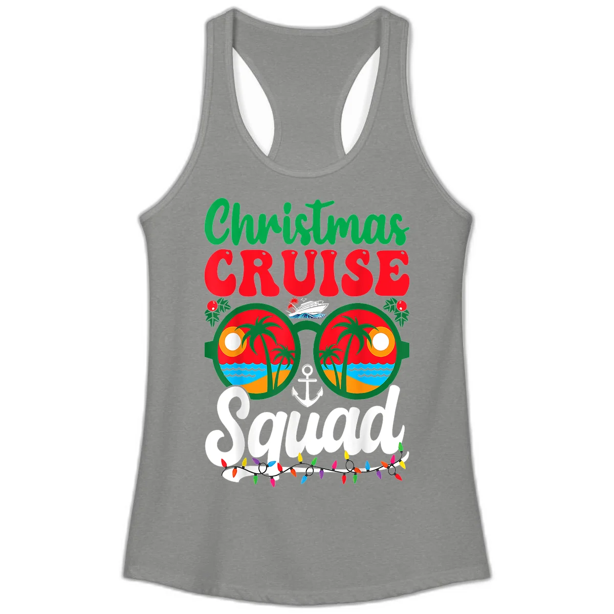 Christmas Cruise Squad Ladies Tank in Heather Grey