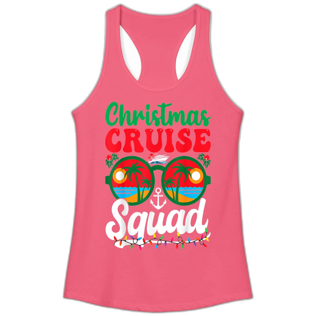 Christmas Cruise Squad Ladies Tank in Hot Pink