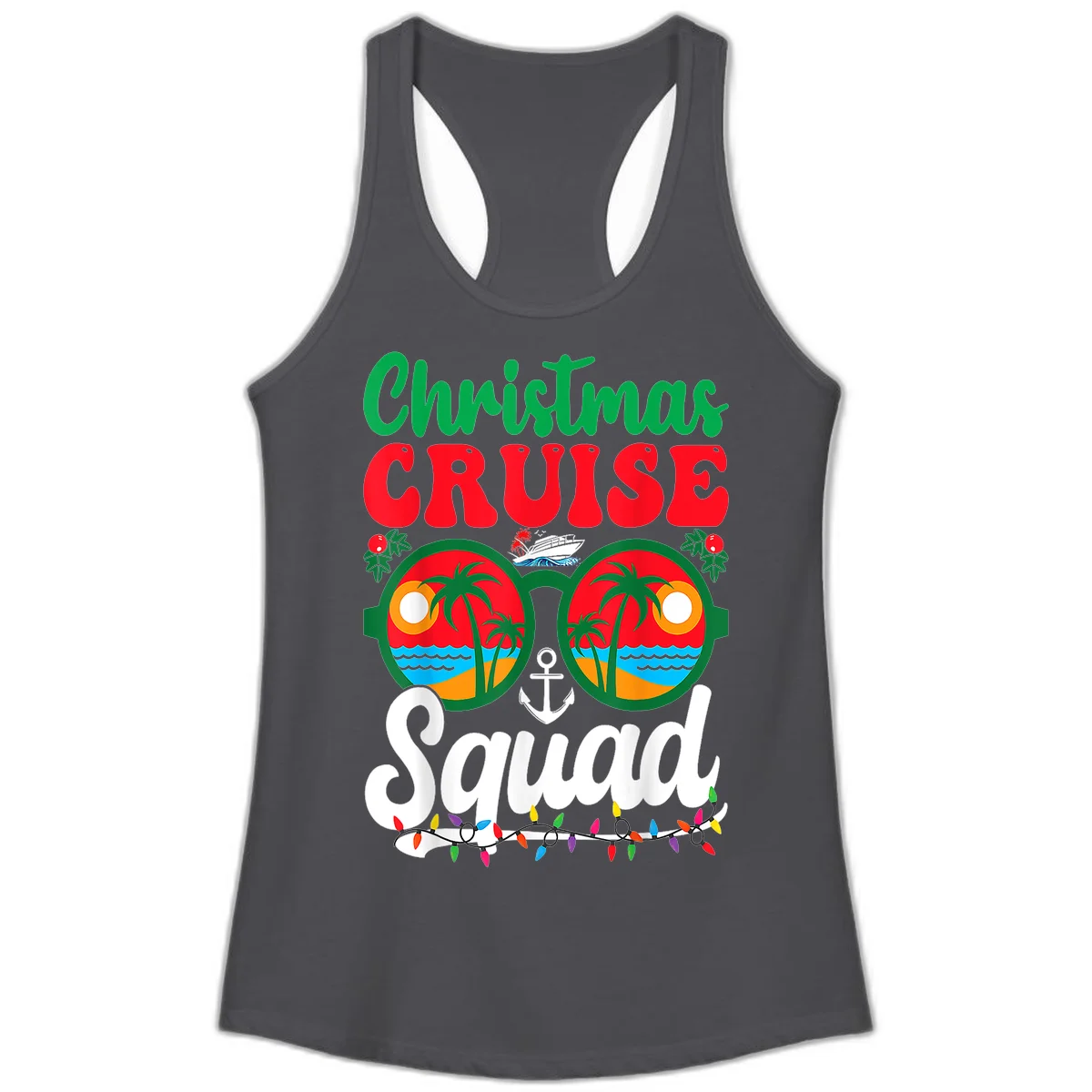 Christmas Cruise Squad Ladies Tank in Solid Dark Gray