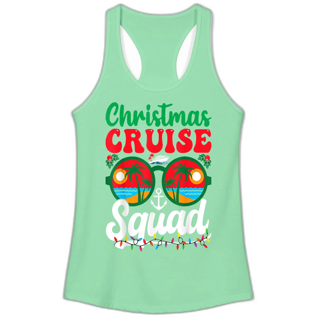 Christmas Cruise Squad Ladies Tank in Solid Mint