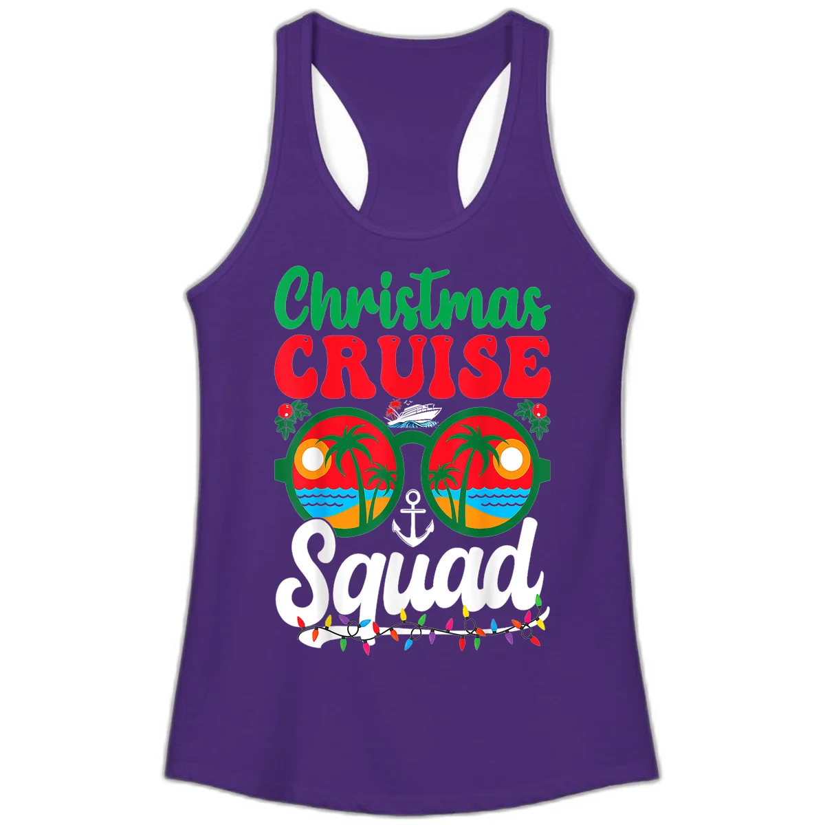 Christmas Cruise Squad Ladies Tank in Solid Purple Rush