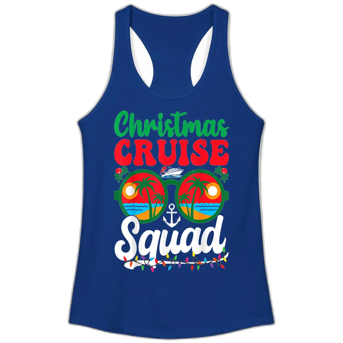 Christmas Cruise Squad Ladies Tank in Solid Royal