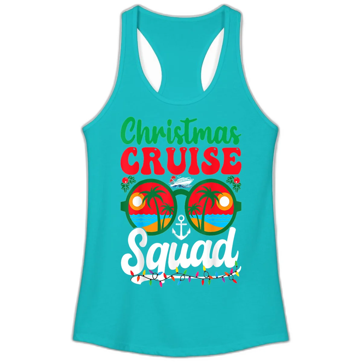 Christmas Cruise Squad Ladies Tank in Tahiti Blue