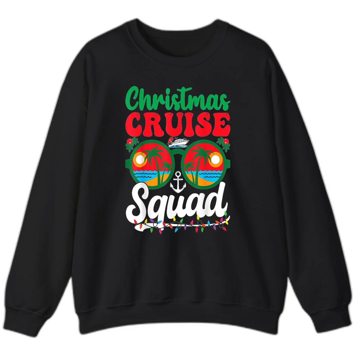 Christmas Cruise Squad Sweatshirt in Black