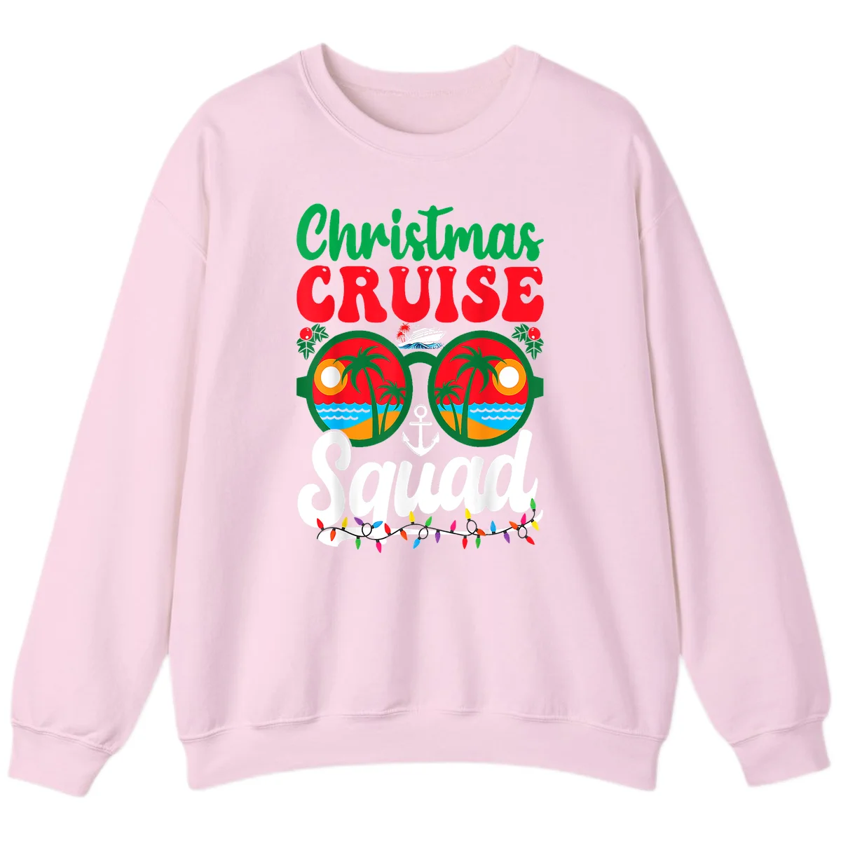 Christmas Cruise Squad Sweatshirt in Light Pink