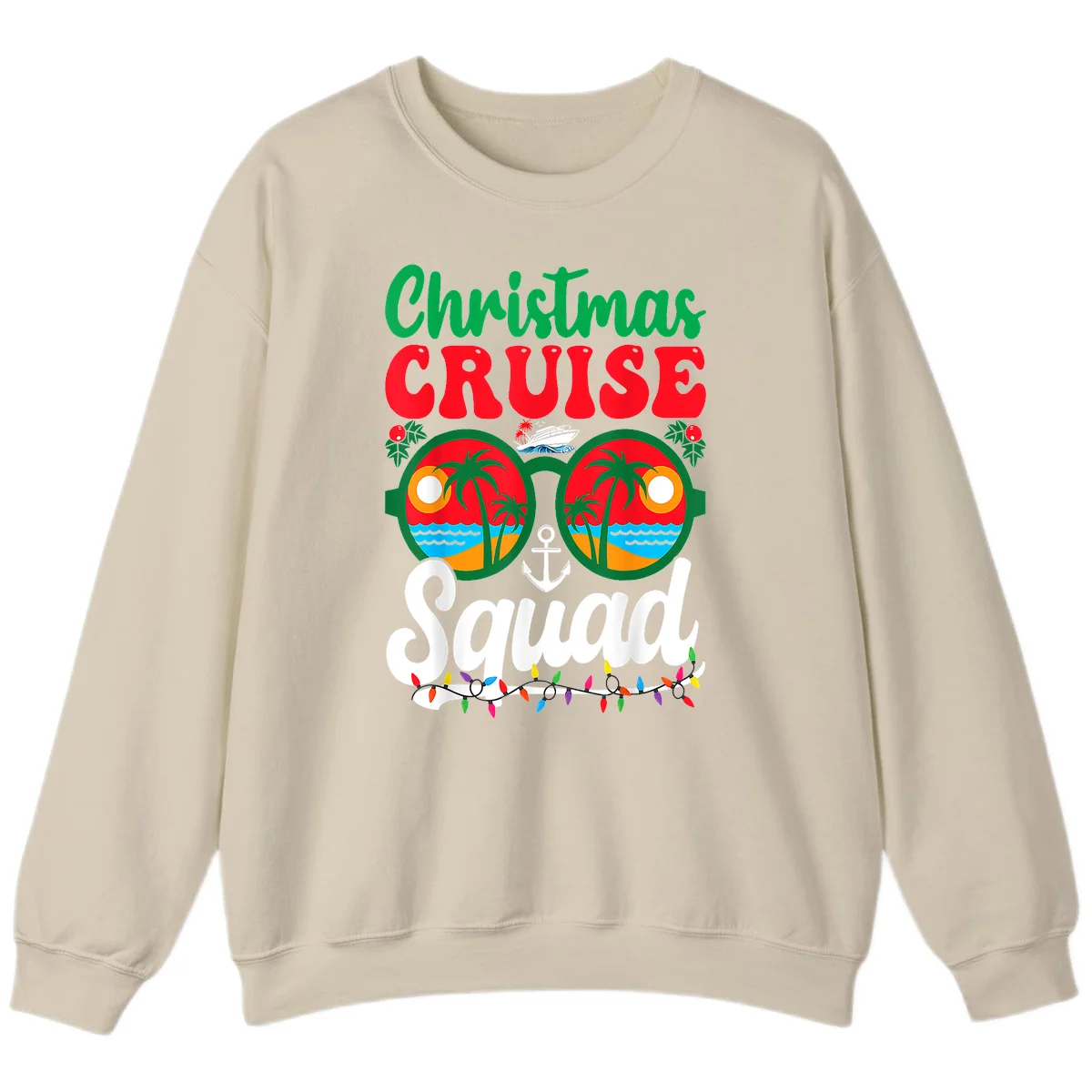 Christmas Cruise Squad Sweatshirt in Sand