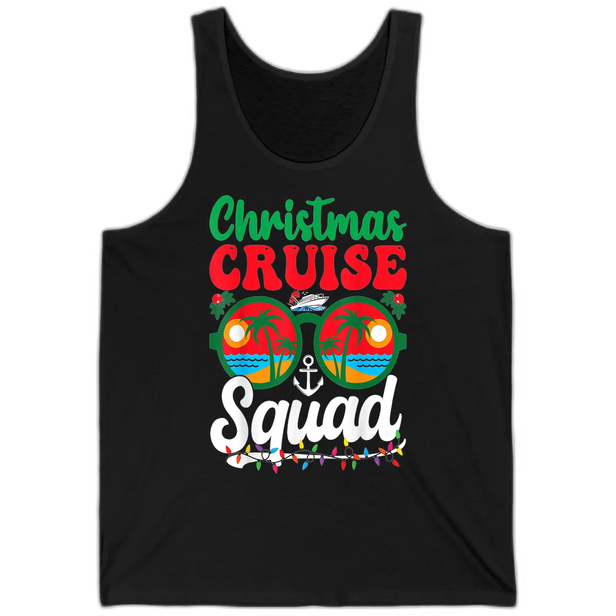 Christmas Cruise Squad Tank in Black