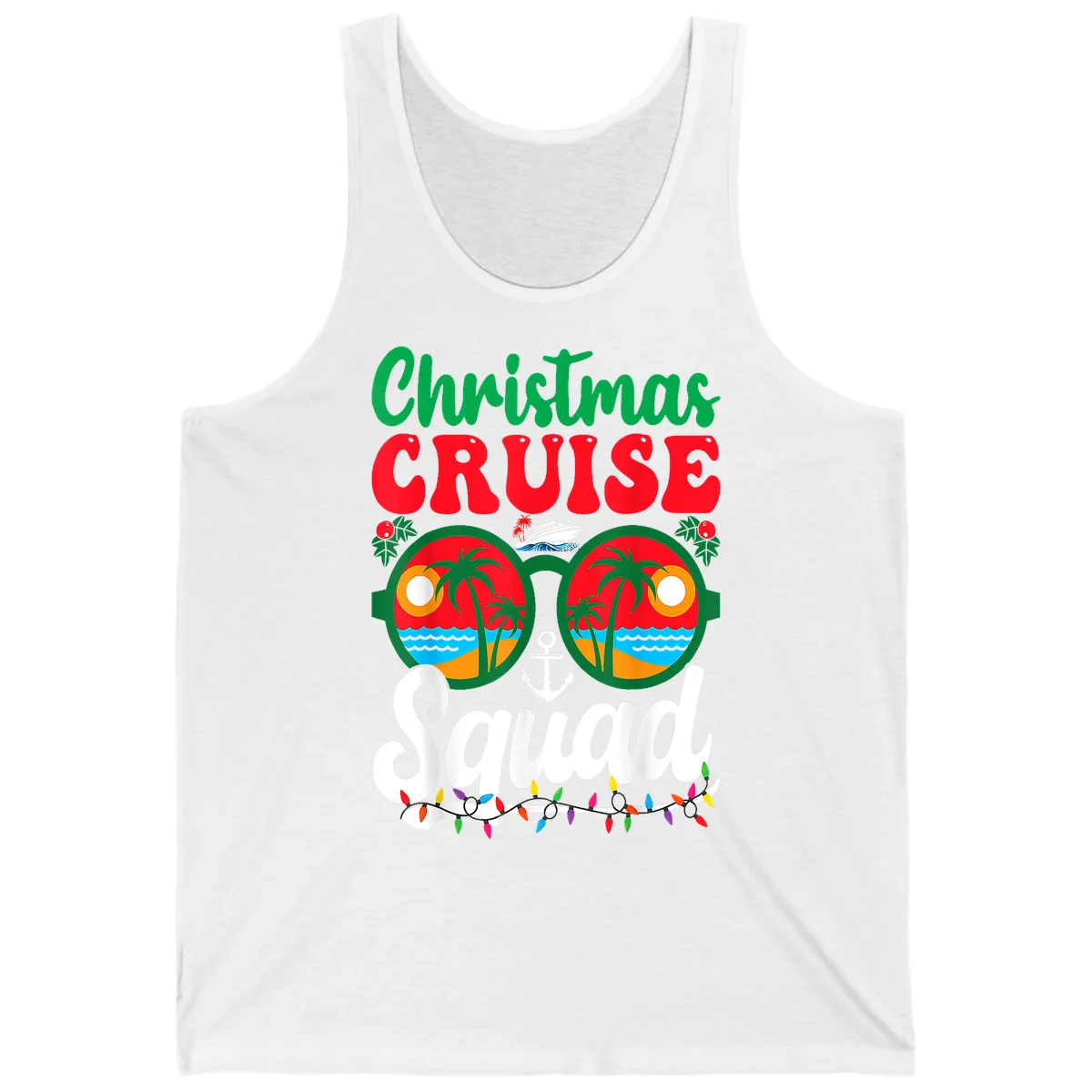 Christmas Cruise Squad Tank in White