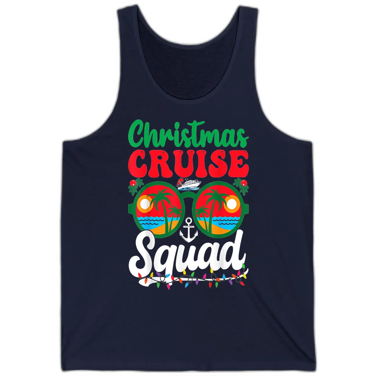 Christmas Cruise Squad Tank in Navy