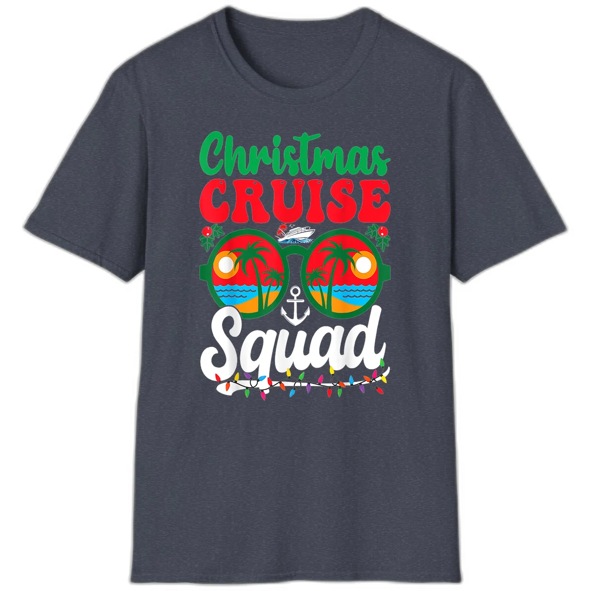 Christmas Cruise Squad T-Shirt in Heather Navy