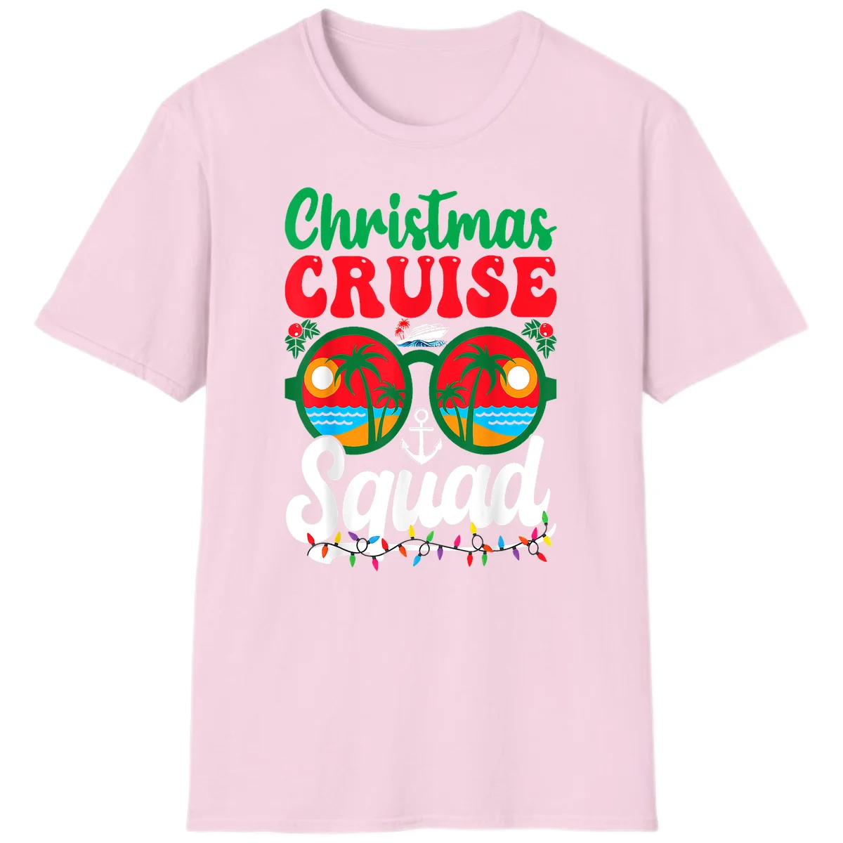 Christmas Cruise Squad T-Shirt in Light Pink