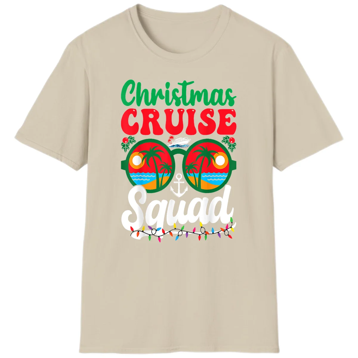 Christmas Cruise Squad T-Shirt in Sand