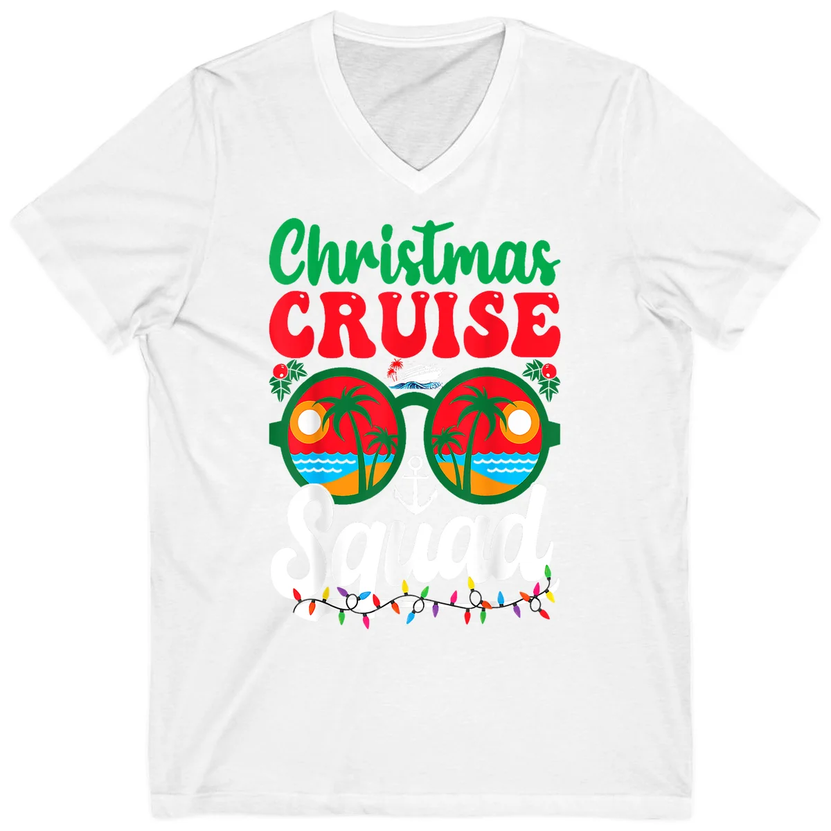 Christmas Cruise Squad V-Neck in White